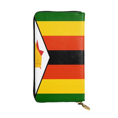 OIBNKCN Geldbörse mit Flagge von Simbabwe, Premium-Leder mit Metall-Reißverschluss, mehrere Kartenfächer, Bargeldfächer, ideales Geschenk für Sie oder Ihn von OIBNKCN