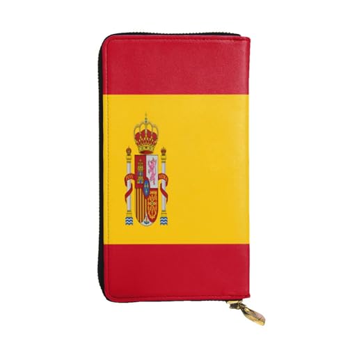 OIBNKCN Geldbörse mit spanischer Flagge, Premium-Leder mit Metall-Reißverschluss, mehrere Kartenfächer, Bargeldfächer, ideales Geschenk für Sie oder Ihn von OIBNKCN