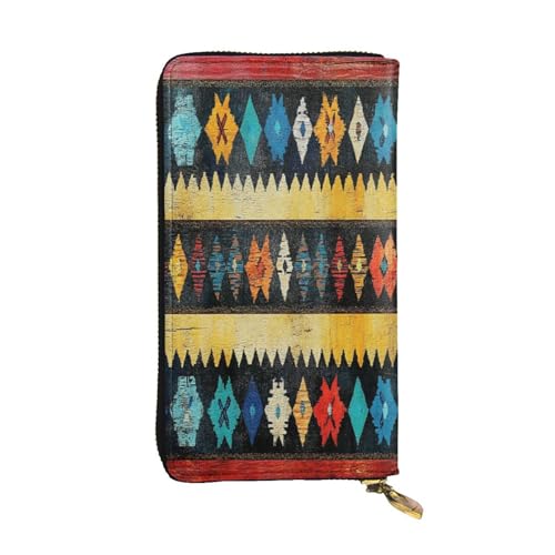 OIBNKCN Gestricktes symmetrisches Muster, Premium-Ledergeldbörse mit Metall-Reißverschluss, mehrere Kartenfächer, Bargeldfächer, ideales Geschenk für Sie oder Ihn von OIBNKCN