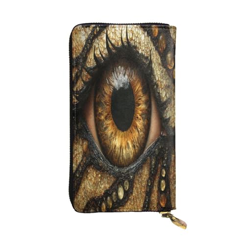 OIBNKCN Goldene geheimnisvolle Augen, Premium-Ledergeldbörse mit Metall-Reißverschluss, mehrere Kartenfächer, Bargeldfächer, ideales Geschenk für Sie oder Ihn von OIBNKCN