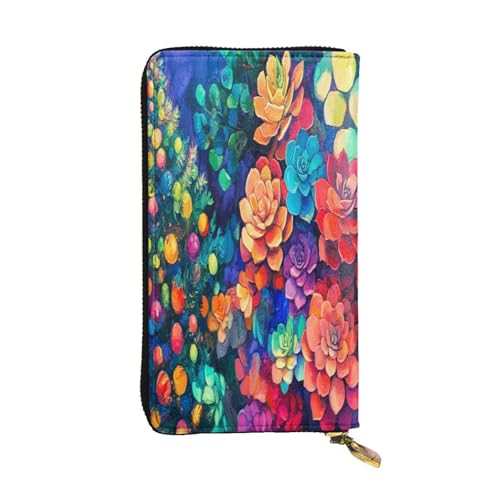 OIBNKCN Hochwertige Geldbörse aus Leder mit Rosenmotiv und Metallreißverschluss, mehrere Kartenfächer, Geldfächer, ideales Geschenk für Sie oder Ihn von OIBNKCN