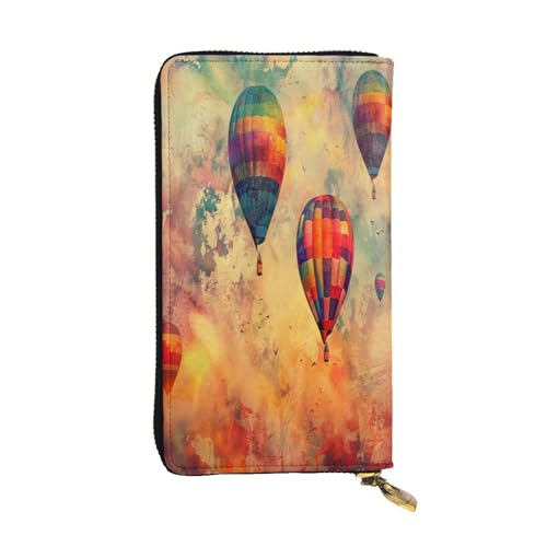 OIBNKCN Hochwertige Geldbörse mit Heißluftballons aus Leder mit Metall-Reißverschluss, mehrere Kartenfächer, Bargeldfächer, ideales Geschenk für Sie oder Ihn von OIBNKCN