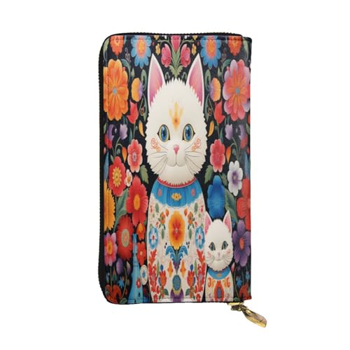 OIBNKCN Lächelnde kleine Katze, Premium-Ledergeldbörse mit Metall-Reißverschluss, mehrere Kartenfächer, Bargeldfächer, ideales Geschenk für Sie oder Ihn von OIBNKCN
