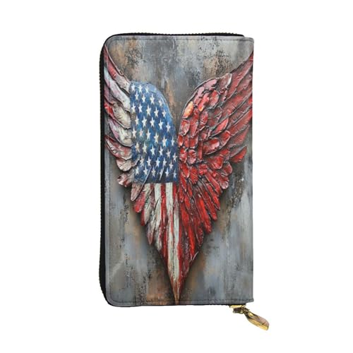 OIBNKCN Love Wings Elements Premium-Ledergeldbörse mit Metall-Reißverschluss, mehrere Kartenfächer, Bargeldfächer, ideales Geschenk für Sie oder Ihn von OIBNKCN