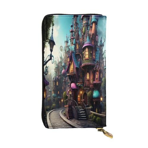 OIBNKCN Magic Cottage Geldbörse aus hochwertigem Leder mit Metall-Reißverschluss, mehrere Kartenfächer, Bargeldfächer, ideales Geschenk für Sie oder Ihn von OIBNKCN