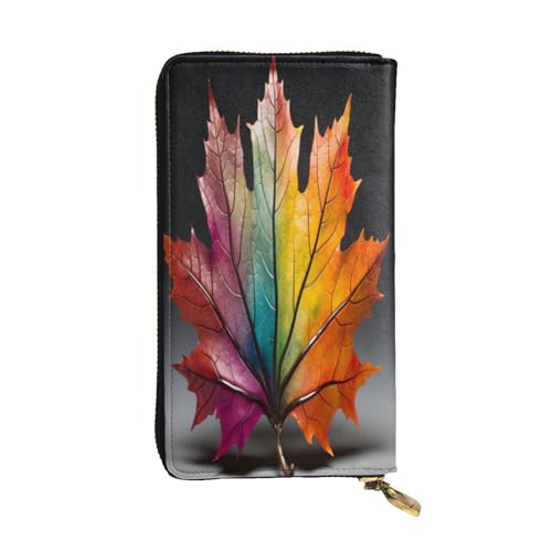 OIBNKCN Maple Leaves, Premium-Ledergeldbörse mit Metall-Reißverschluss, mehrere Kartenfächer, Bargeldfächer, ideales Geschenk für Sie oder Ihn von OIBNKCN