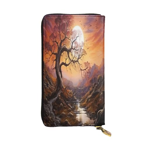 OIBNKCN Maple Trees, Premium-Ledergeldbörse mit Metall-Reißverschluss, mehrere Kartenfächer, Bargeldfächer, ideales Geschenk für Sie oder Ihn von OIBNKCN