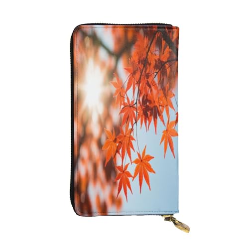 OIBNKCN Maple Trees, Premium-Ledergeldbörse mit Metall-Reißverschluss, mehrere Kartenfächer, Bargeldfächer, ideales Geschenk für Sie oder Ihn von OIBNKCN