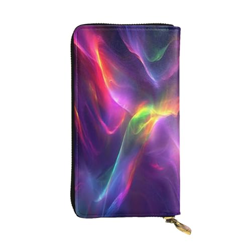 OIBNKCN Mysterious Aurora Premium-Ledergeldbörse mit Metall-Reißverschluss, mehrere Kartenfächer, Bargeldfächer, ideales Geschenk für Sie oder Ihn von OIBNKCN