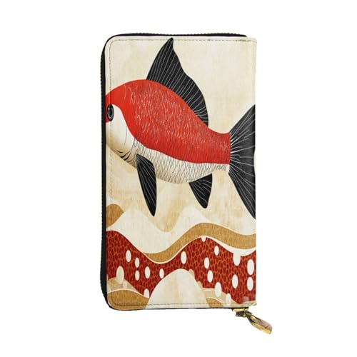OIBNKCN Mysterious Fish Premium-Ledergeldbörse mit Metall-Reißverschluss, mehrere Kartenfächer, Bargeldfächer, ideales Geschenk für Sie oder Ihn von OIBNKCN