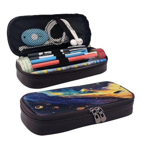 OIBNKCN Mysterious Space Ästhetisches Federmäppchen, hochwertiges PU-Leder, multifunktionale Aufbewahrung für Stifte, Bleistifte und kleines Zubehör von OIBNKCN
