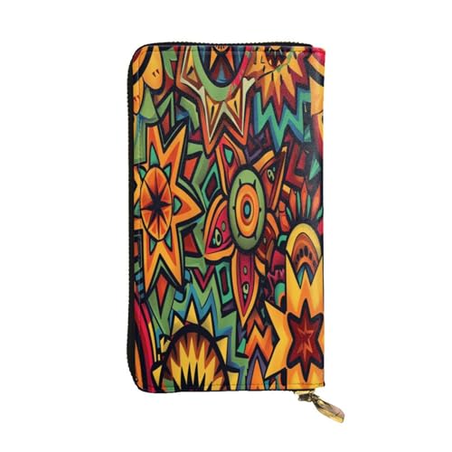 OIBNKCN Mysterious Sun Flower Pattern Premium Leather Wallet with Metal Zipper, Multiple Card Slots Cash Pockets, Ideal Gift for Her or Him von OIBNKCN