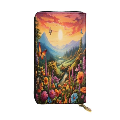 OIBNKCN Mysterious Wonderland Premium-Ledergeldbörse mit Metall-Reißverschluss, mehrere Kartenfächer, Bargeldfächer, ideales Geschenk für Sie oder Ihn von OIBNKCN