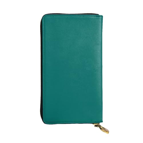 OIBNKCN Natürliche grüne Premium-Ledergeldbörse mit Metall-Reißverschluss, mehrere Kartenfächer, Bargeldfächer, ideales Geschenk für Sie oder Ihn von OIBNKCN