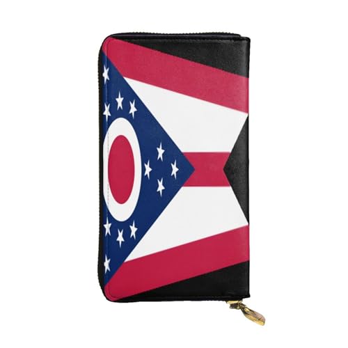 OIBNKCN Ohio Staatsflagge, Premium-Ledergeldbörse mit Metall-Reißverschluss, mehrere Kartenfächer, Bargeldfächer, ideales Geschenk für Sie oder Ihn von OIBNKCN