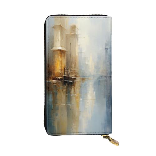 OIBNKCN Poetische Landschaftsmalerei, Premium-Ledergeldbörse mit Metall-Reißverschluss, mehrere Kartenfächer, Geldfächer, ideales Geschenk für Sie oder Ihn von OIBNKCN