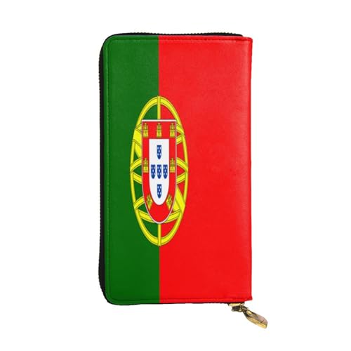 OIBNKCN Portugiesische Flagge, Premium-Ledergeldbörse mit Metall-Reißverschluss, mehrere Kartenfächer, Bargeldfächer, ideales Geschenk für Sie oder Ihn von OIBNKCN