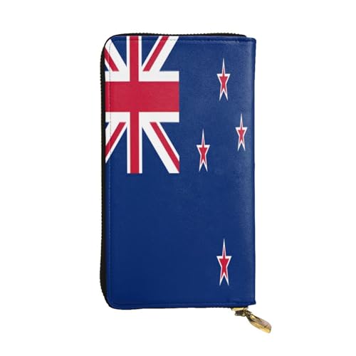 OIBNKCN Premium-Ledergeldbörse mit Neuseeland-Flagge, mit Metall-Reißverschluss, mehrere Kartenfächer, Bargeldfächer, ideales Geschenk für Sie oder Ihn von OIBNKCN