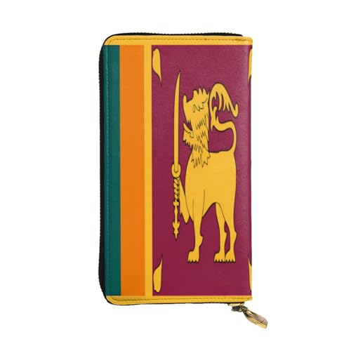 OIBNKCN Premium-Ledergeldbörse mit Sri Lanka-Flagge, mit Metall-Reißverschluss, mehrere Kartenfächer, Bargeldfächer, ideales Geschenk für Sie oder Ihn von OIBNKCN