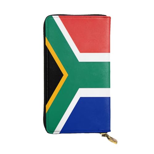 OIBNKCN Premium-Ledergeldbörse mit Südafrika-Flagge, mit Metall-Reißverschluss, mehrere Kartenfächer, Bargeldfächer, ideales Geschenk für Sie oder Ihn von OIBNKCN