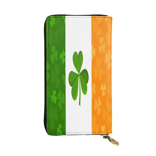 OIBNKCN Premium-Ledergeldbörse mit irischer Flagge, mit Metall-Reißverschluss, mehrere Kartenfächer, Bargeldfächer, ideales Geschenk für Sie oder Ihn von OIBNKCN