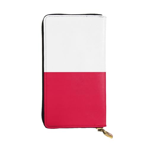 OIBNKCN Premium-Ledergeldbörse mit polnischer Flagge, mit Metall-Reißverschluss, mehrere Kartenfächer, Bargeldfächer, ideales Geschenk für Sie oder Ihn von OIBNKCN
