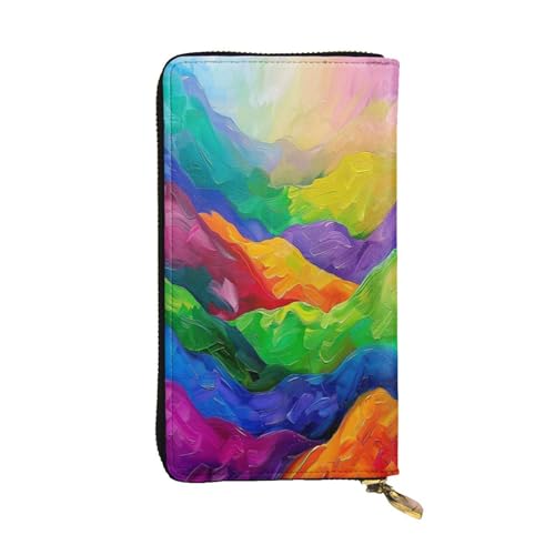 OIBNKCN Rainbow Mountains Premium-Ledergeldbörse mit Metall-Reißverschluss, mehrere Kartenfächer, Bargeldfächer, ideales Geschenk für Sie oder Ihn von OIBNKCN