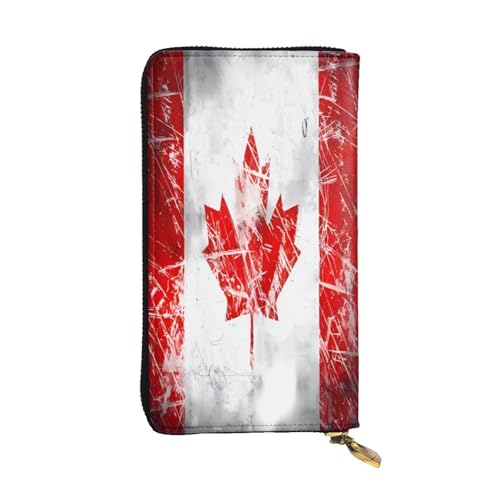 OIBNKCN Retro-Geldbörse mit Kanada-Flagge, Premium-Leder mit Metall-Reißverschluss, mehrere Kartenfächer, Bargeldfächer, ideales Geschenk für Sie oder Ihn von OIBNKCN