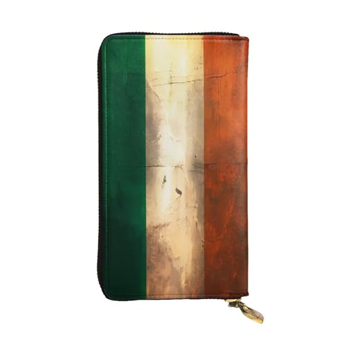 OIBNKCN Retro-Geldbörse mit irischer Flagge, Premium-Leder mit Metall-Reißverschluss, mehrere Kartenfächer, Bargeldfächer, ideales Geschenk für Sie oder Ihn von OIBNKCN