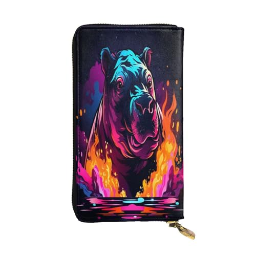 OIBNKCN Rhinoceros aufstrebende Premium-Leder-Geldbörse mit Metall-Reißverschluss, mehrere Kartenfächer, Bargeldfächer, ideales Geschenk für Sie oder Ihn von OIBNKCN