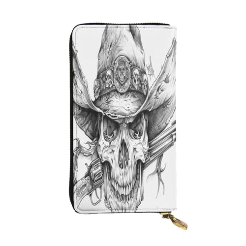 OIBNKCN Serious Skelett-Premium-Ledergeldbörse mit Metall-Reißverschluss, mehrere Kartenfächer, Bargeldfächer, ideales Geschenk für Sie oder Ihn von OIBNKCN