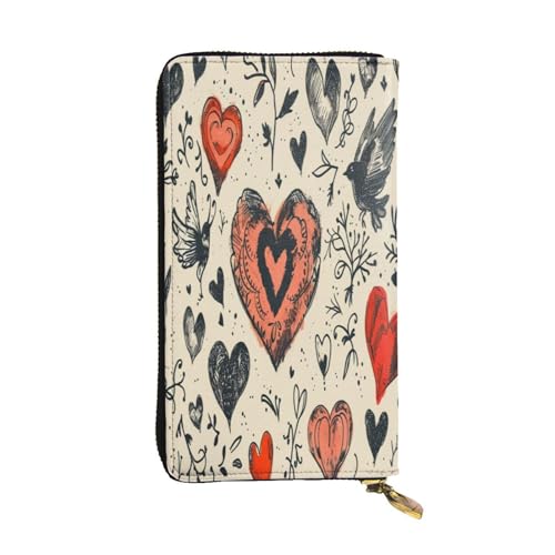 OIBNKCN Silhouette eines Herzens Premium-Ledergeldbörse mit Metall-Reißverschluss, mehrere Kartenfächer, Bargeldfächer, ideales Geschenk für Sie oder Ihn von OIBNKCN