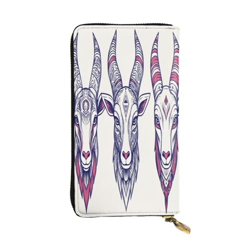 OIBNKCN Sketch Antelope Head Premium Leder Geldbörse mit Metall-Reißverschluss, mehrere Kartenfächer Bargeldfächer, ideales Geschenk für Sie oder Ihn von OIBNKCN