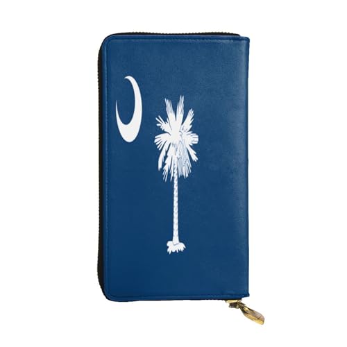 OIBNKCN South Carolina Flagge, Premium-Ledergeldbörse mit Metall-Reißverschluss, mehrere Kartenfächer, Bargeldfächer, ideales Geschenk für Sie oder Ihn von OIBNKCN