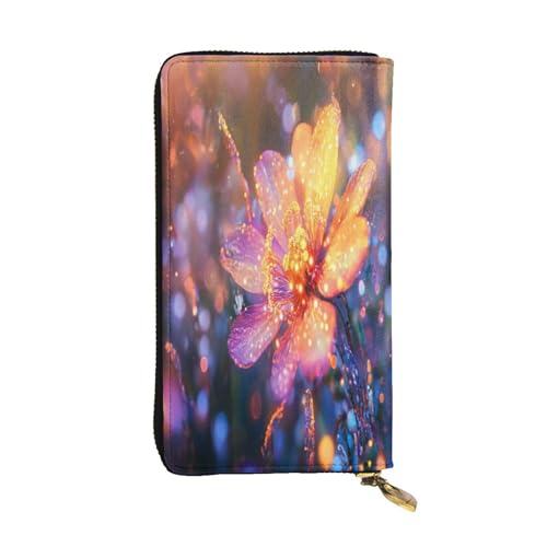 OIBNKCN Strahlende und atemberaubende Blumen Premium-Ledergeldbörse mit Metallreißverschluss, mehrere Kartenfächer, Bargeldfächer, ideales Geschenk für Sie oder Ihn von OIBNKCN