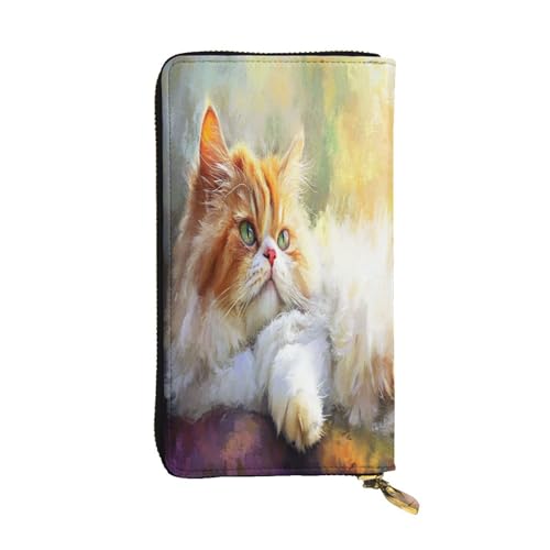 OIBNKCN Süße kleine Katze, Premium-Ledergeldbörse mit Metall-Reißverschluss, mehrere Kartenfächer, Bargeldfächer, ideales Geschenk für Sie oder Ihn von OIBNKCN