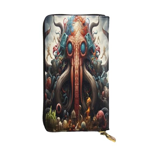 OIBNKCN The Ancient Octopus Premium-Ledergeldbörse mit Metall-Reißverschluss, mehrere Kartenfächer, Bargeldfächer, ideales Geschenk für Sie oder Ihn von OIBNKCN