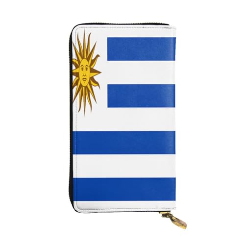 OIBNKCN Uruguay Geldbörse aus hochwertigem Leder mit Metall-Reißverschluss, mehrere Kartenfächer, Bargeldfächer, ideales Geschenk für Sie oder Ihn von OIBNKCN