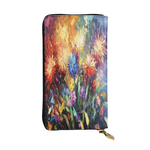 Wunderschöne, hochwertige Ledergeldbörse im Ölgemälde-Stil mit Metall-Reißverschluss, mehrere Kartenfächer und Bargeldfächer, ideales Geschenk für Sie oder Ihn von OIBNKCN