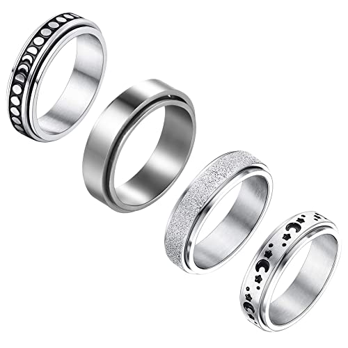 OIDEA 311697-DEF Fidget Ringe Set Herren Drehbarer Spinner Ring Junge für Mann Edelstahl-4 Pcs Größe 57 (18.1) von OIDEA