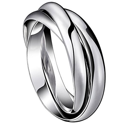 OIDEA Unisex Ring Halskette Silber: Herren Damen Wickelring aus Edelstahl mit O Kette Bandring Ehering Trauring Hochzeit Engagement Geschenk für Männer Frauen Mädchen Junge Größe 62 von OIDEA