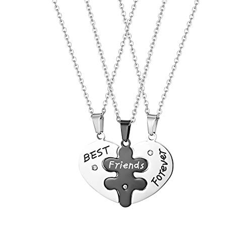 OIDEA Freundschaftskette Personalisiert Halskette, BFF Best Freinds Forever Edelstahl Kette mit Gravur Name Datum für 2/3/4/5 Paare Pärchen Geschenk für Jahrestag Geburtstag, Gold/Schwarz/Silber von OIDEA