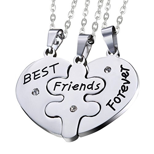 OIDEA Freundschaftskette Personalisiert Halskette, BFF Best Freinds Forever Edelstahl Kette mit Gravur Name Datum für 2/3/4/5 Paare Pärchen Geschenk für Jahrestag Geburtstag, Gold/Schwarz/Silber von OIDEA