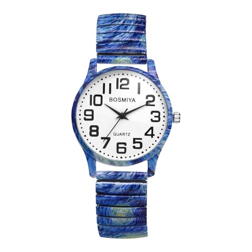 OIDEA Böhmische Armbanduhr mit elastischem Armband: leicht lesbares Stretchband, Uhren, Boho, lässig, analog, Quarz, Erweiterungsband, Uhr für Damen und Herren, Sternenhimmel von OIDEA