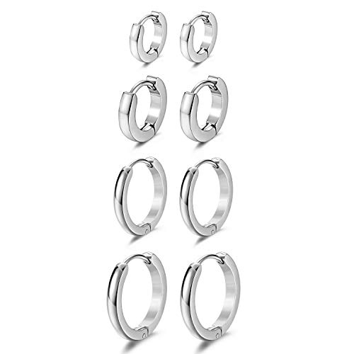 OIDEA Creolen Set Silber klein, aus hochwertigem Edelstahl, Ohrringe für Damen/Herren, 4 Paare von OIDEA