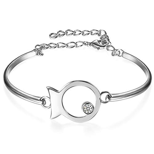 OIDEA Damen 925-Silber Fisch Armband: Silber Jesus Fisch Elegant Armreif Armkette 22cm einfaches Mode Schmuck Geschenk für Frauen Freundin Mutter von OIDEA