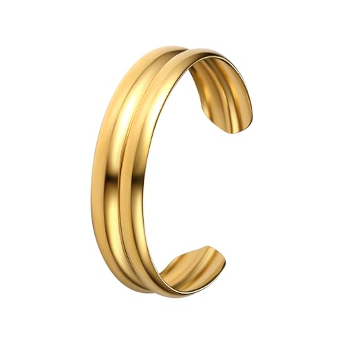OIDEA Damen Armband Offen Gold: 14K Vintage vergoldet 16 mm breit Armreif Verstellbar aus Edelstahl Retro Handgelenk Armschmuck Geschenk für Frauen Freundin Mutter OIDEA Damen Armband Offen Gold: 14K Vintage vergoldet 16 mm breit Armreif Verstellbar aus Edelstahl Retro Handgelenk Armschmuck Geschenk für Frauen Freundin Mutter von OIDEA
