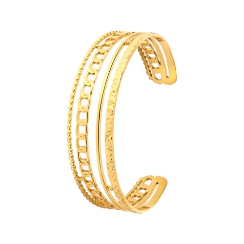 OIDEA Damen Armband Offen Gold: 14K vergoldet 17 mm breit Armreif Verstellbar aus Edelstahl Vintage Handgelenk Armschmuck Geschenk für Frauen Freundin Mutter von OIDEA