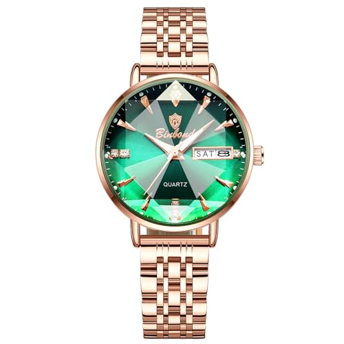 OIDEA Damen Armbanduhr Datum Tagesanzeige: Grün Zifferblatt Analog Quarz mit rhombusförmigem Glas Leuchtender Zeiger Diamant Punkteskala Rosegold Edelstahlarmband Geschenk für Frauen Freundin OIDEA Damen Armbanduhr Datum Tagesanzeige: Grün Zifferblatt Analog Quarz mit rhombusförmigem Glas Leuchtender Zeiger Diamant Punkteskala Rosegold Edelstahlarmband Geschenk für Frauen Freundin von OIDEA