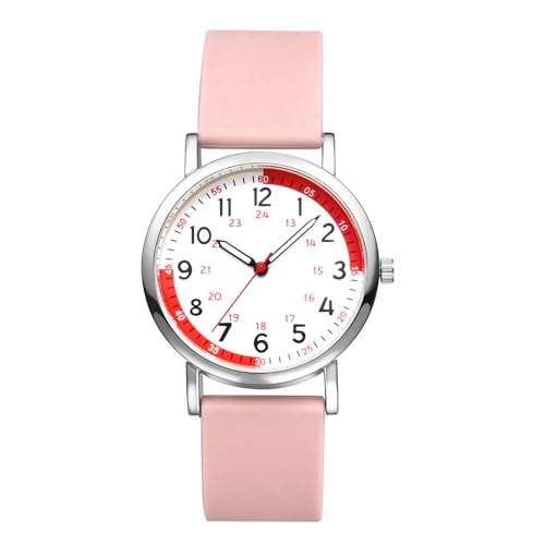 OIDEA Damen Armbanduhr Krankenschwesternuhr aus Silikon: Aprikose Wasserdicht Band Quarz Analog Damenuhr mit Arabischen 24 Stunden & Pulsberechnung Zifferblatt Geschenk für medizinisches Personal von OIDEA